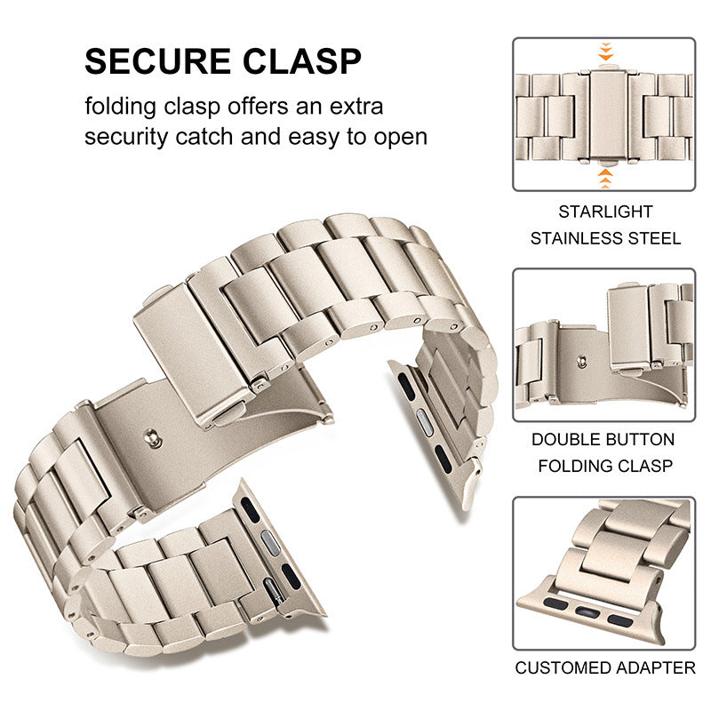 Three Beads Stainless Steel Watch Band Strap Replacement for Apple Watch Ultra Ultra 2 49mm Series 9 45mm SE (2022) (2023) 44mm Series 9 8 45mm 7 45mm Apple Watch Series 6 SE SE (2022) (2023) 5 4 44mm Series 3 2 1 42mm Three Beads Stainless Steel Watch Band Strap Replacement for Apple Watch Ultra Ultra 2 49mm Series 9 45mm SE (2022) (2023) 44mm Series 9 8 45mm 7 45mm Apple Watch Series 6 SE SE (2022) (2023) 5 4 44mm Series 3 2 1 42mm